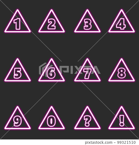 紫色三角形霓虹數字集 99321510