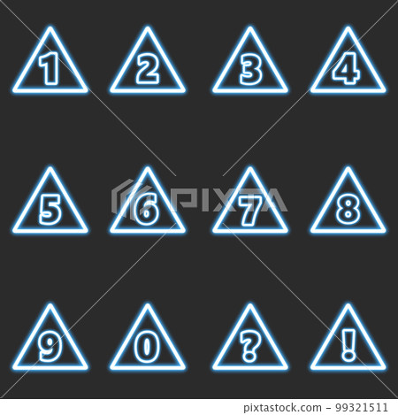 藍色三角形霓虹數字集 99321511