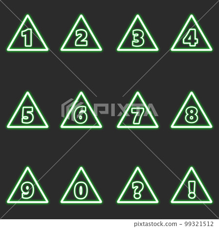 綠色三角形霓虹數字集 99321512
