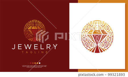 Vintage line circle jewelry logo design template. 99321893