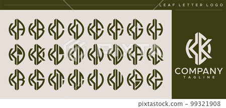 Modern line leaf letter KK K logo design. Modern line leaf letter KK K logo design. 99321908