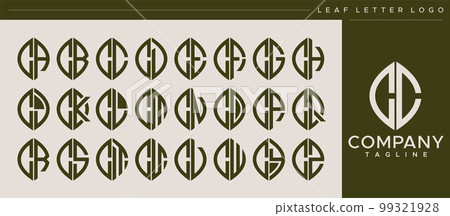 Modern line leaf letter C CC logo design. 99321928