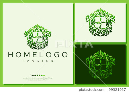 Green leaf house logo design template. 99321937