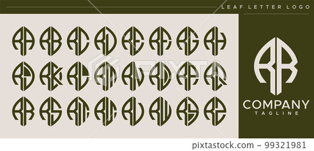 Abstract leaf RR R letter logo vector set 99321981