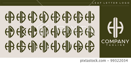 Modern line leaf letter HH H logo design. 99322034