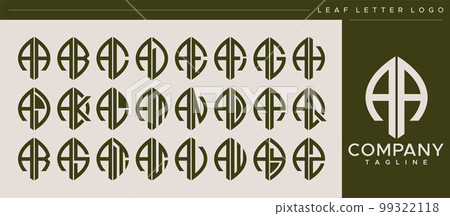 Modern line leaf letter AA A logo design. Modern line leaf letter AA A logo design. 99322118