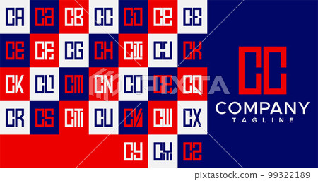 Simple line square letter CC C logo design. 99322189