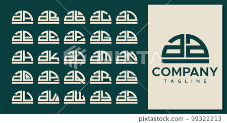 Modern half circle letter AA A logo design set Modern half circle letter AA A logo design set 99322213