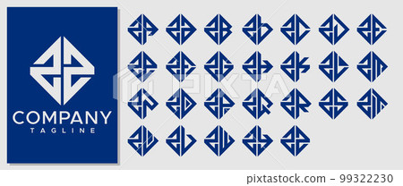 Luxury Square letter ZZ Z logo design template. 99322230