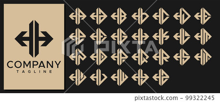 Luxury Square letter HH H logo design template. 99322245