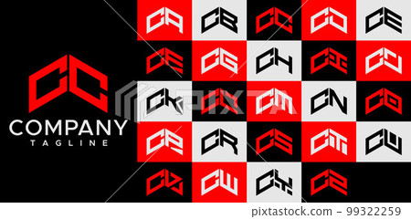 Upward arrow letter CC C logo design template set. Upward arrow letter CC C logo design template set. 99322259
