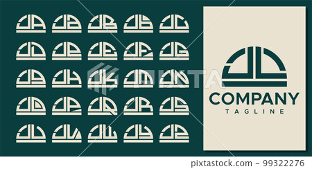 Abstract half circle letter JL J logo design set 99322276