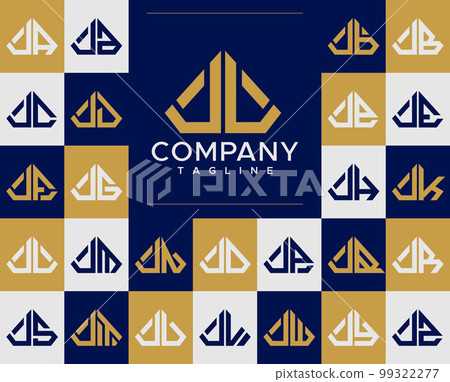 Luxury diamond jewelry letter JL J logo design set 99322277