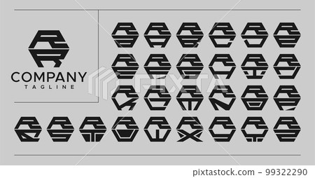 Modern line hexagon letter RR R logo design. Modern line hexagon letter RR R logo design. 99322290