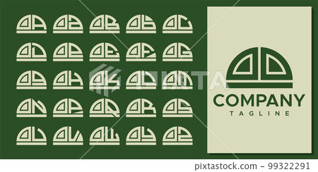 Abstract half circle letter OO O logo design set. Abstract half circle letter OO O logo design set. 99322291