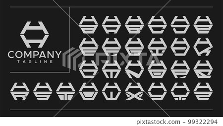 Modern line hexagon letter HH H logo design. 99322294