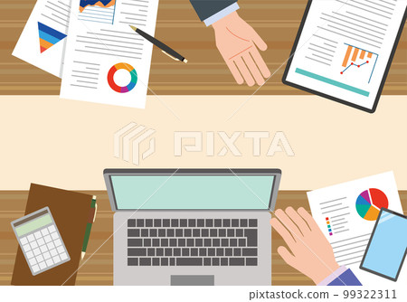 Illustration with copy space of business people having a meeting 99322311