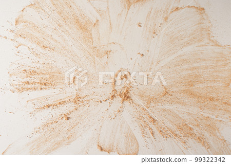 A neutral-colored face powder smeared on the surface, on a light background. Top view, flat position. Copy the location for your text. Powder texture. High quality photo A neutral-colored face powder smeared on the surface, on a light background. Top view, flat position. Copy the location for your text. Powder texture. High quality photo 99322342