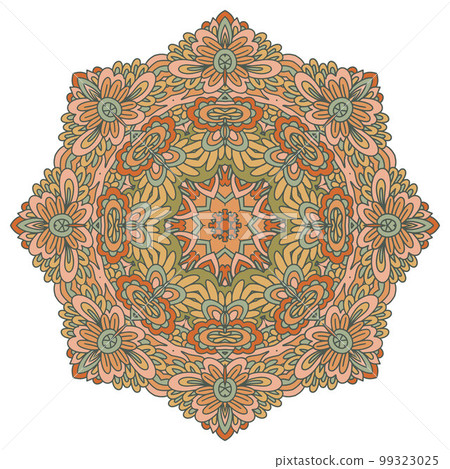 Colorful Festival flower ethnic mandala, vector illustration on white background. 99323025