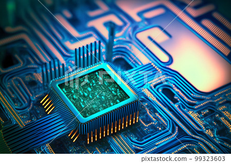 CPU processor with modern futuristic technology appearance. Neural network AI generated art 99323603