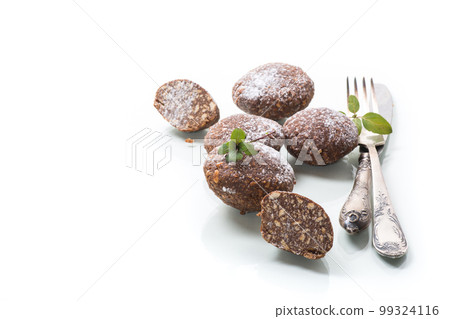 chocolate sweet cakes from mashed biscuits with additives chocolate sweet cakes from mashed biscuits with additives 99324116