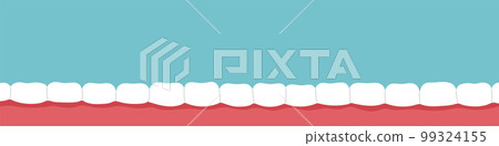 Veneer banner. Dental implant background. Teeth bridge.Cartoon vector Veneer banner. Dental implant background. Teeth bridge.Cartoon vector 99324155
