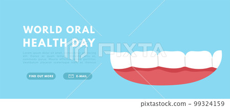 World oral health day banner. Dental hygiene teeth month. Flat vector isolated illustration World oral health day banner. Dental hygiene teeth month. Flat vector isolated illustration 99324159
