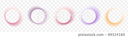 Abstract gradient circle frames set. Colored light glow round buttons. Vector illustration isolated on transparent background 99324160