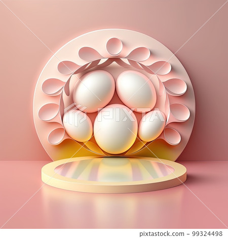 Easter Celebration Podium with Pink 3D Eggs Decoration for Product Sales 99324498