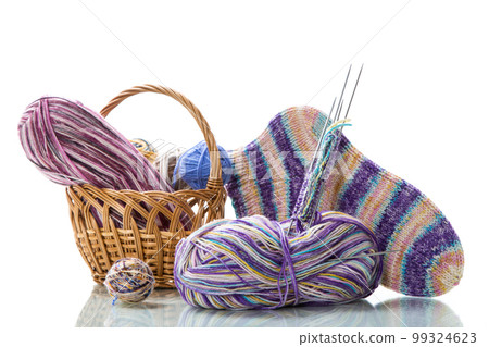 Colored threads, knitting needles and other items for hand knitting Colored threads, knitting needles and other items for hand knitting 99324623