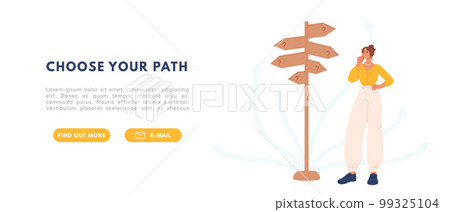 Career path crossroad. Decision business problems concept. Choice true ways. Flat vector illustration Career path crossroad. Decision business problems concept. Choice true ways. Flat vector illustration 99325104