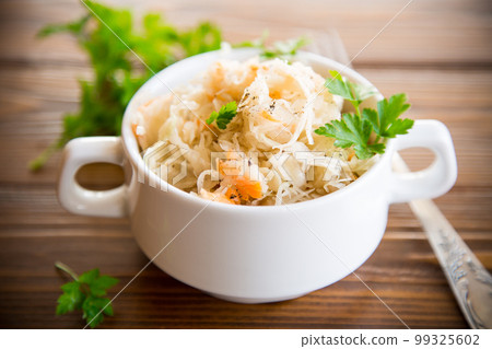 sauerkraut with carrots and spices in a bowl sauerkraut with carrots and spices in a bowl 99325602