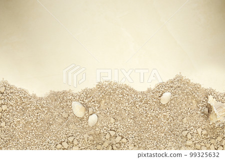 Beach sand texture with sea shells. Sandy beach for background. Top view bounty island copy space background texture, Summer Holiday concept tropical Beach sand texture with sea shells. Sandy beach for background. Top view bounty island copy space background texture, Summer Holiday concept tropical 99325632
