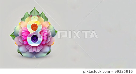 Illustration of number 8 and floral decoration for background and banner for 8th march women's day with copy space 99325916