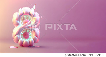 Illustration of number 8 and floral decoration for background and banner for 8th march women's day with copy space 99325940