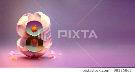 Illustration of number 8 and floral decoration for background and banner for 8th march women's day with copy space 99325962