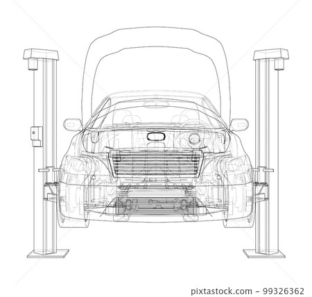 Car lift stand tower with car 99326362