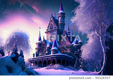 Fairytale beautiful winter castle, ai illustration Fairytale beautiful winter castle, ai illustration 99326507