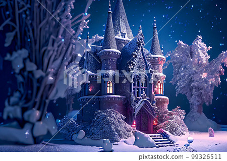 Fairytale beautiful winter castle, ai illustration Fairytale beautiful winter castle, ai illustration 99326511