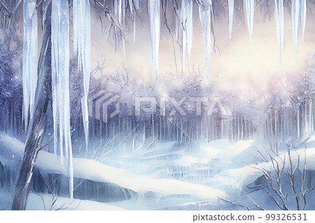 A beautiful winter scene, with a blanket of snow covering the landscape, ai illustration 99326531