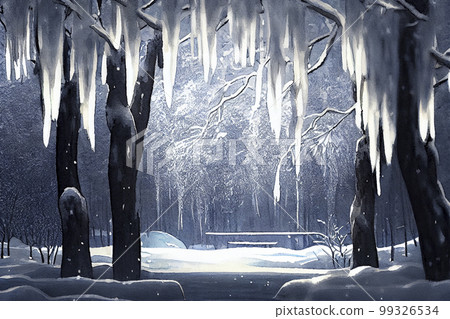 A beautiful winter scene, with a blanket of snow covering the landscape, ai illustration 99326534