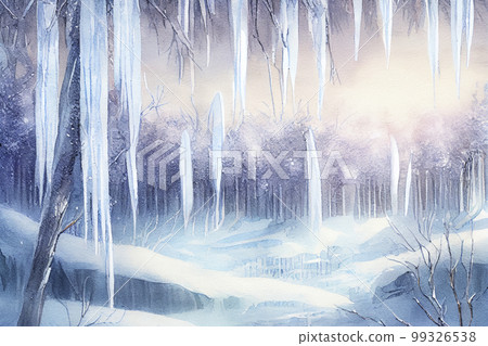 A beautiful winter scene, with a blanket of snow covering the landscape, ai illustration 99326538