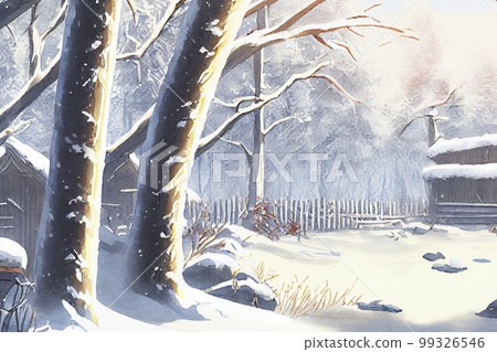 A beautiful winter scene, with a blanket of snow covering the landscape, ai illustration 99326546