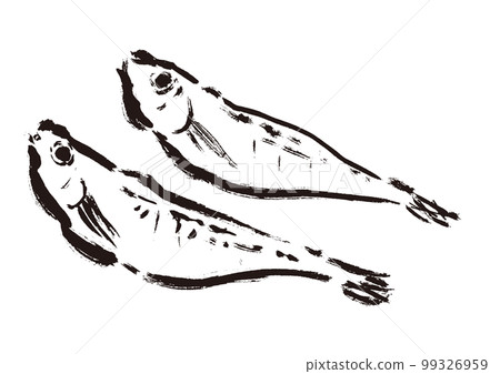 Brush-drawn illustration of dried sandfish Dried fish Brush-drawn illustration of dried sandfish Dried fish 99326959