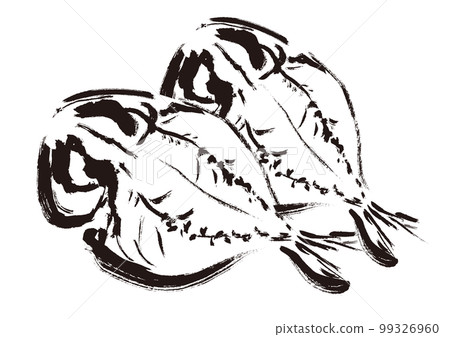 Dried horse mackerel illustration drawn with a brush Dried fish Dried horse mackerel illustration drawn with a brush Dried fish 99326960