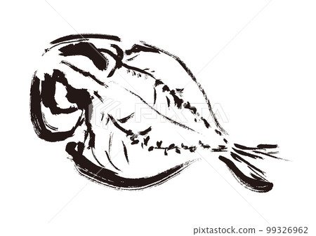 用刷子繪製的干竹莢魚插圖 乾魚 用刷子繪製的干竹莢魚插圖 乾魚 99326962