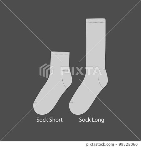 Short and long sport sock on invisible leg template, 3d realistic vector illustration isolated on white background. Socks template vector illustration. 99328060