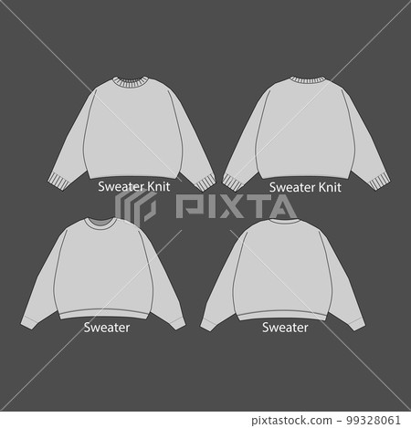 Fashion technical sketch men Knit Sweater. Sweater CAD Mockup. 99328061