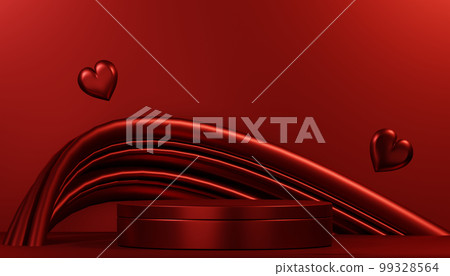 Red podium show cosmetic product geometric 99328564