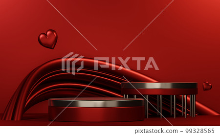 Red podium show cosmetic product geometric 99328565